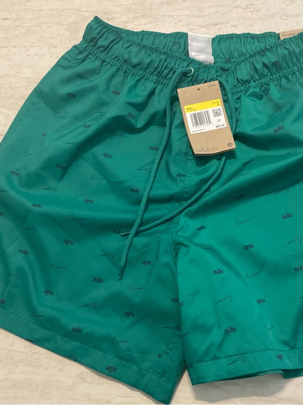 Nike Green Shorts with Micro Swoosh Print